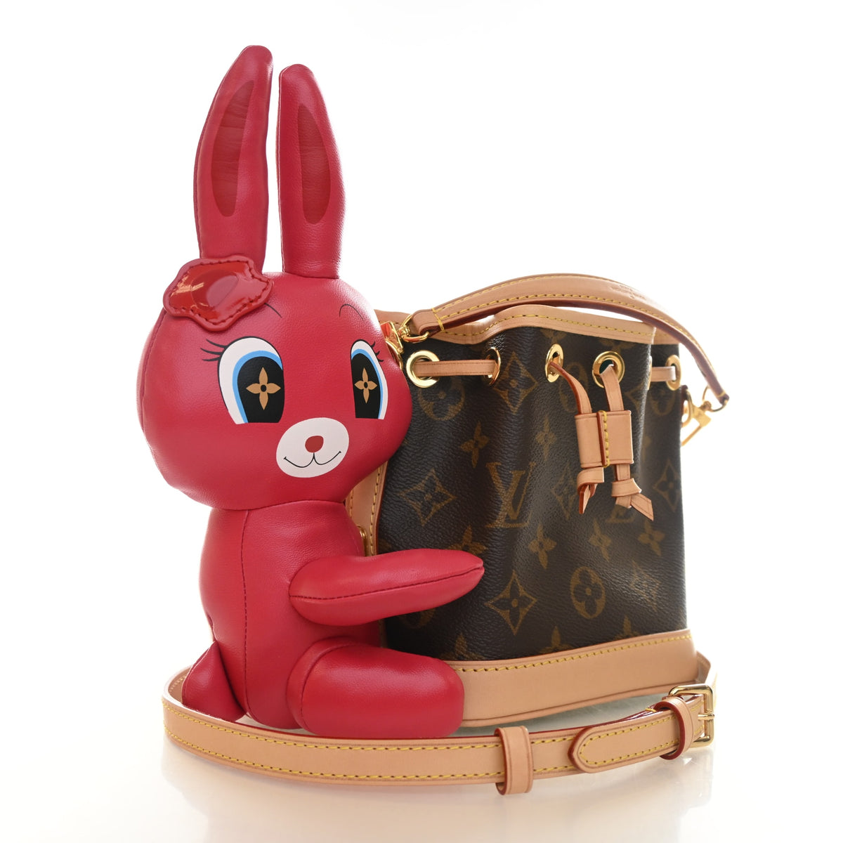 Pre-Owned Louis Vuitton Nano X Sun Yitian Monogram Animogram Noe, side profile, authenticated at Luxe Du Jour