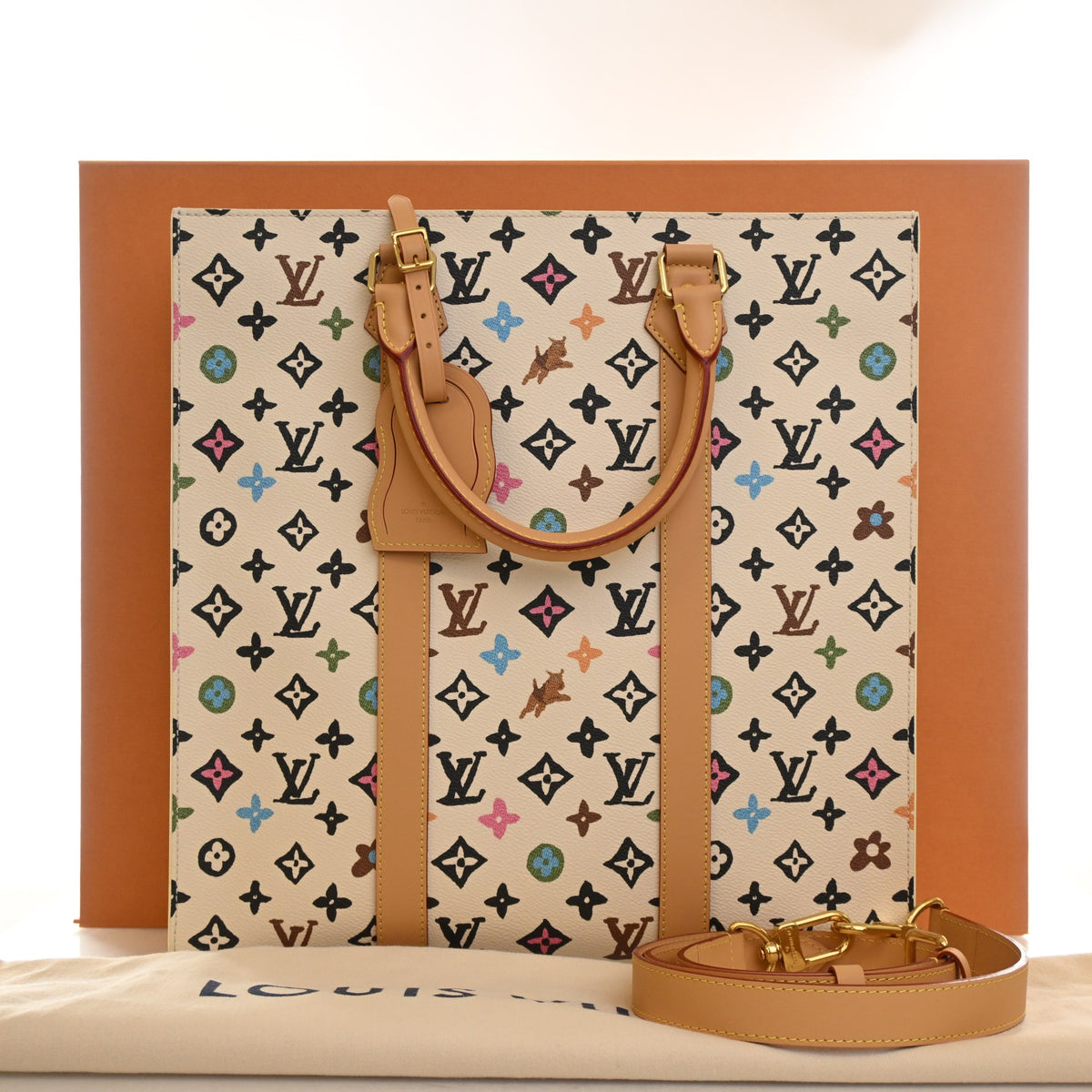 Pre-Owned Louis Vuitton Sac Plat Monogram Craggy, shown with dust bag and packaging