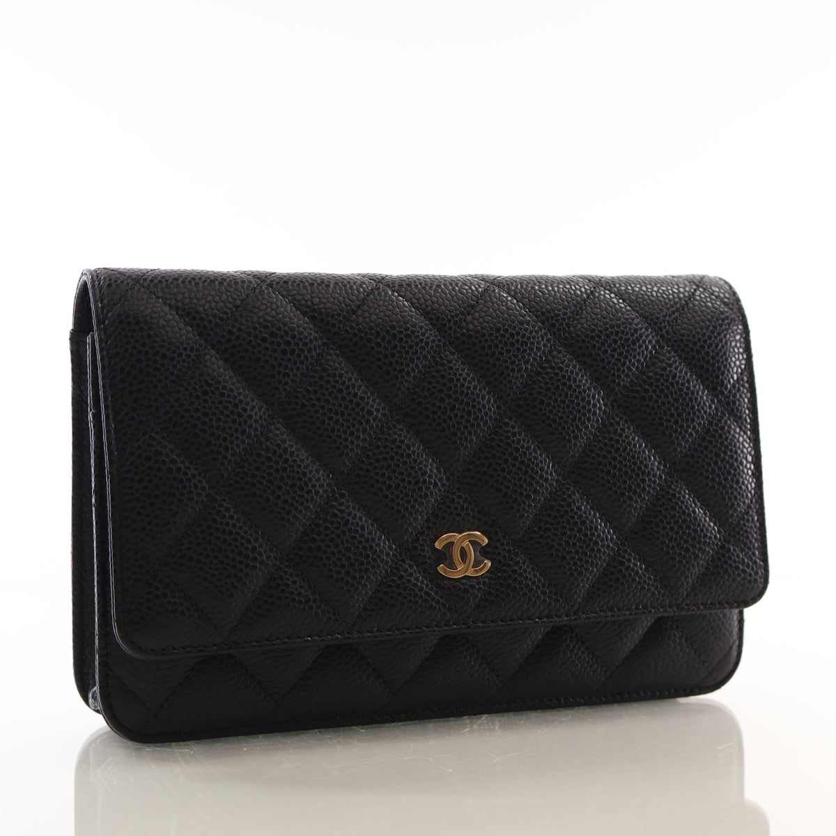 Pre-Owned Chanel Wallet On Chain Caviar Leather Classic WOC, front view, photo 2 of 16