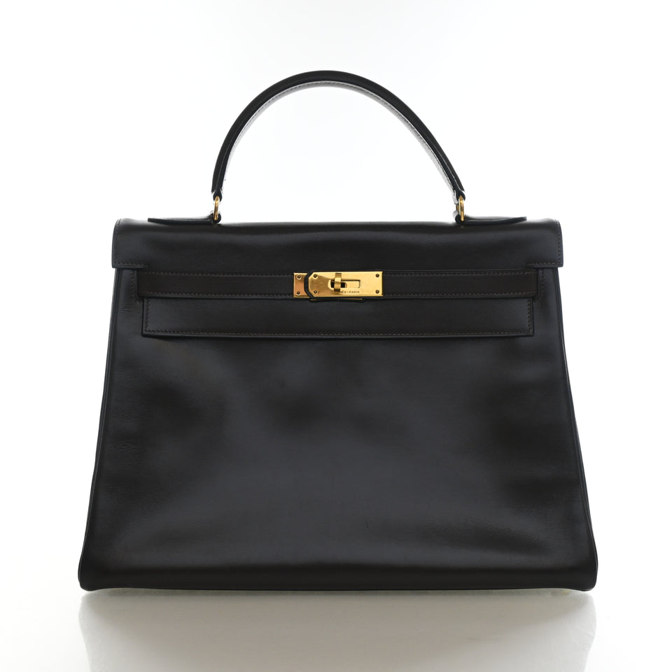 Hermes Vintage Chocolat Box Calf Kelly 32