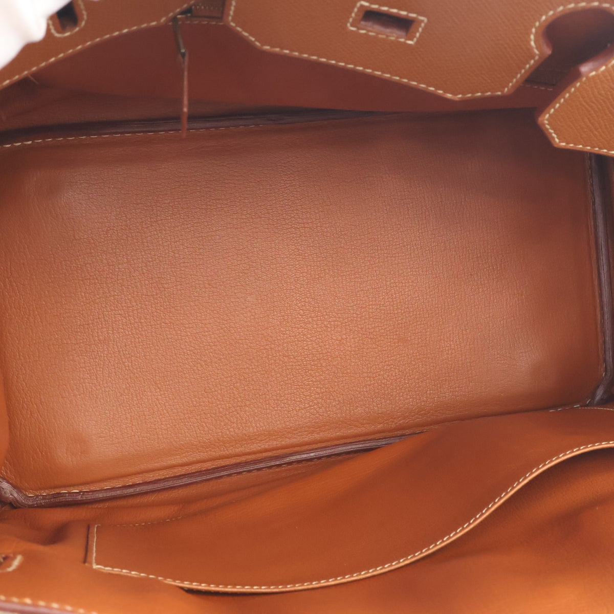 Vintage Hermès Birkin 35 Gold Epsom Leather, open interior with lining, photo 19 of 21
