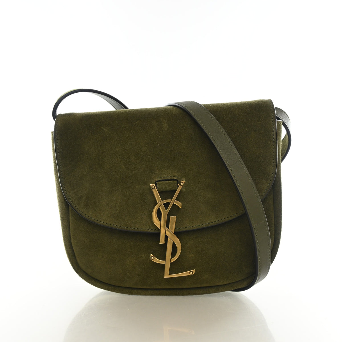 Pre-Owned Saint Laurent Small Suede Leather Kaia Satchel, front view, authenticated at Luxe Du Jour