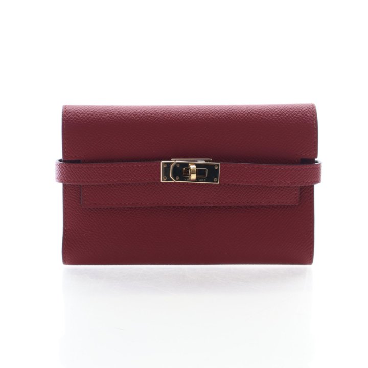 Hermes Rouge Grenat Kelly Compact Wallet
