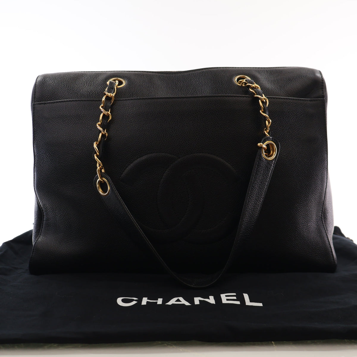 Vintage Chanel Caviar Leather Bowling Bag, front view, photo 16 of 16