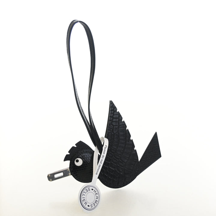 Hermes Black Alligator/Lizard Birdy Charm
