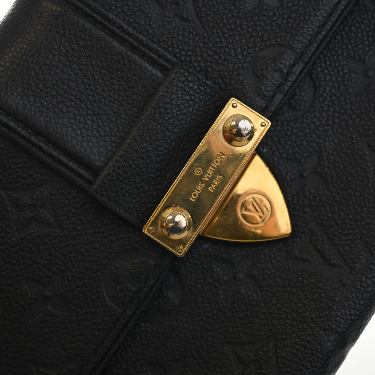Pre-Owned Louis Vuitton PM Monogram Empreinte Saint Sulpice, gold hardware close-up
