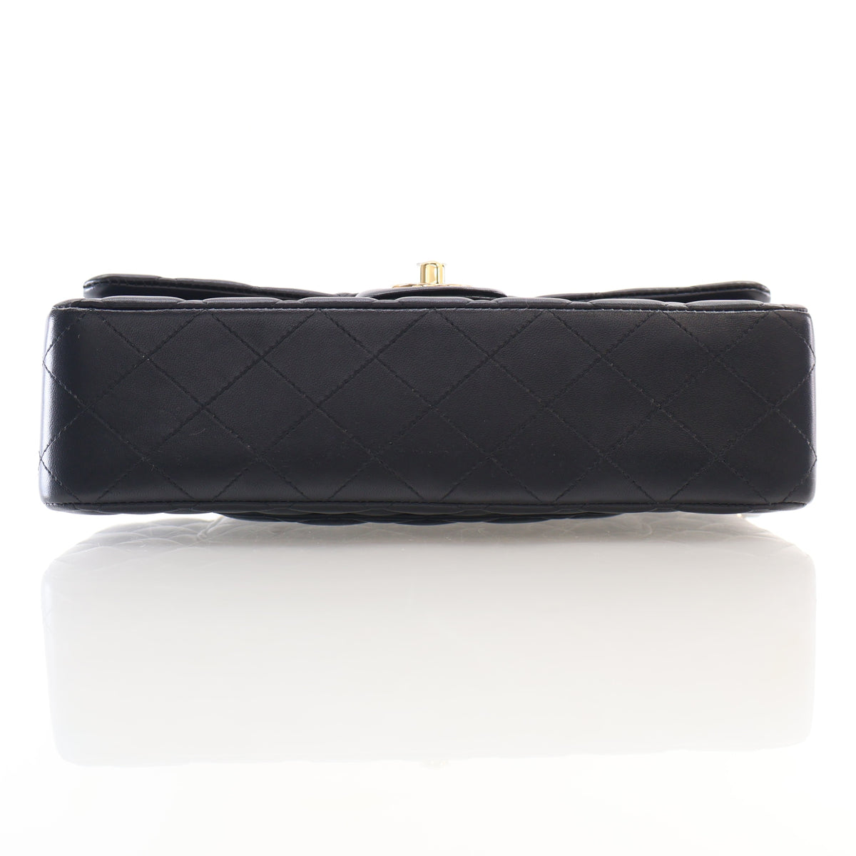 Pre-Owned Chanel Classic Double Flap Medium Lambskin Bag, base and feet view, photo 9 of 20