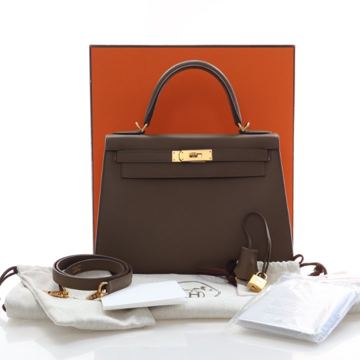 Pre-Owned Hermès Kelly 28 Toundra Veau Madame Sellier, front view, photo 19 of 19