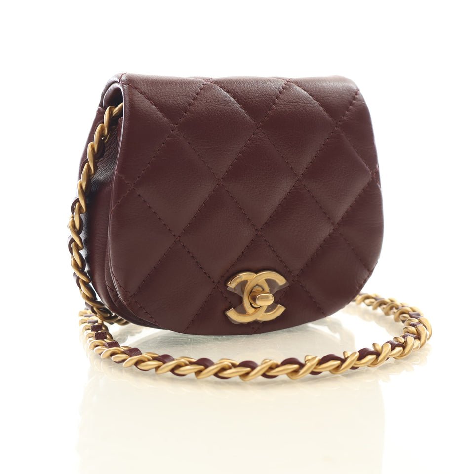 Chanel Mini Lambskin Coco Mail Clutch With Chain