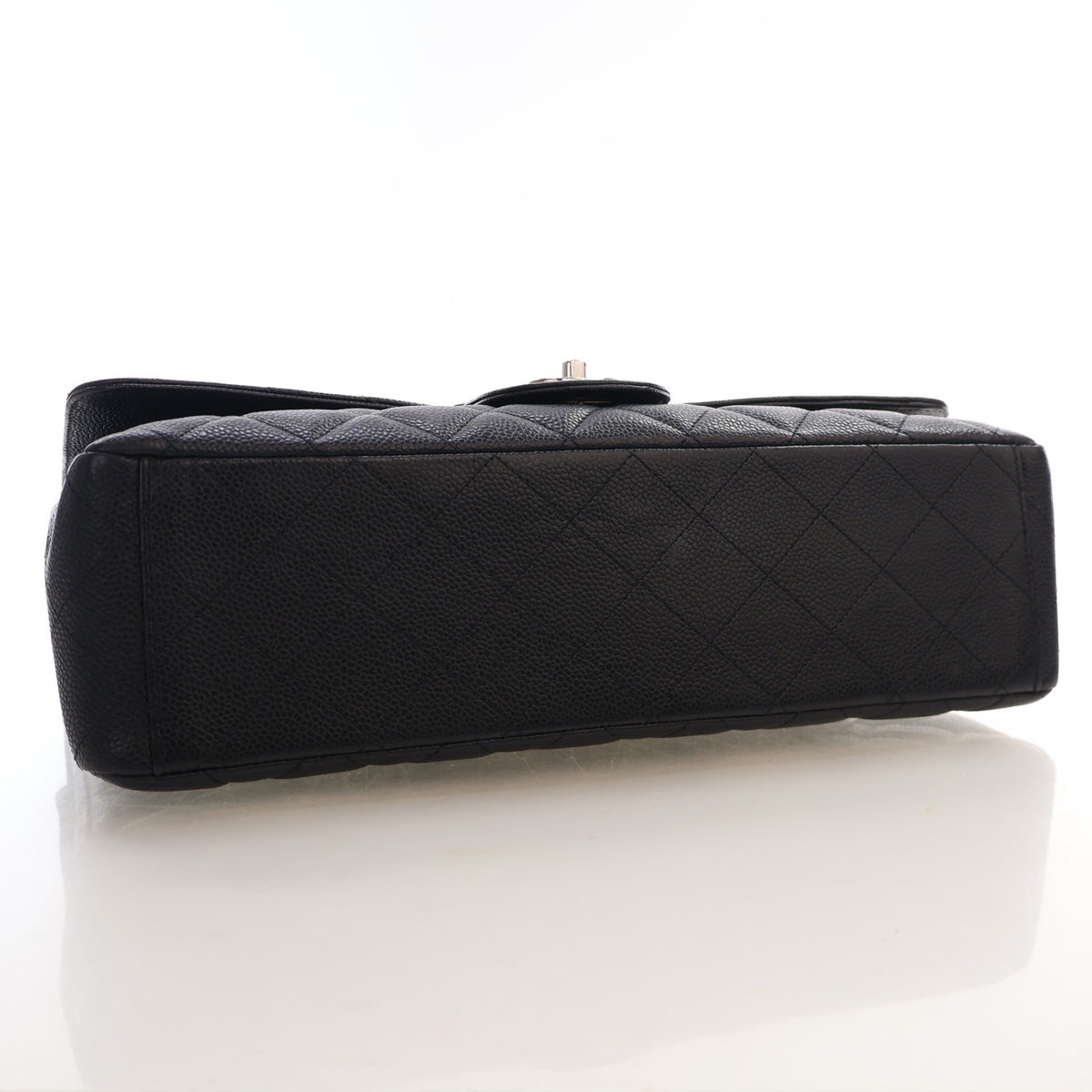 Pre-Owned Chanel Classic Double Flap Maxi Caviar Leather Bag, base and feet view