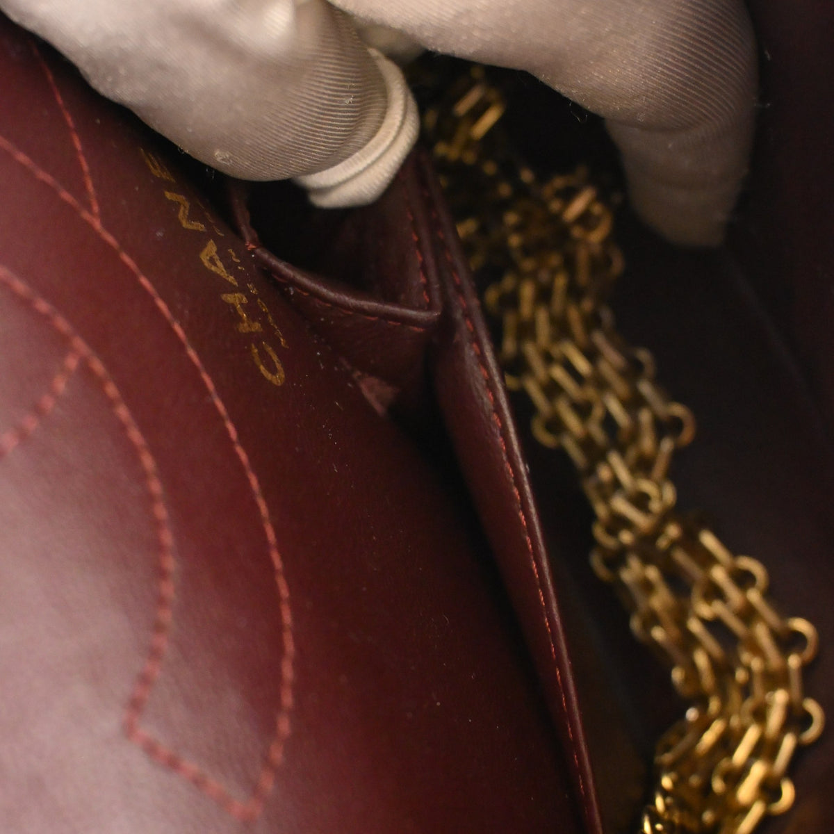 Pre-Owned Chanel Flap Bag 225 Aged Calfskin Reissue 2.55, open interior with lining, photo 14 of 15