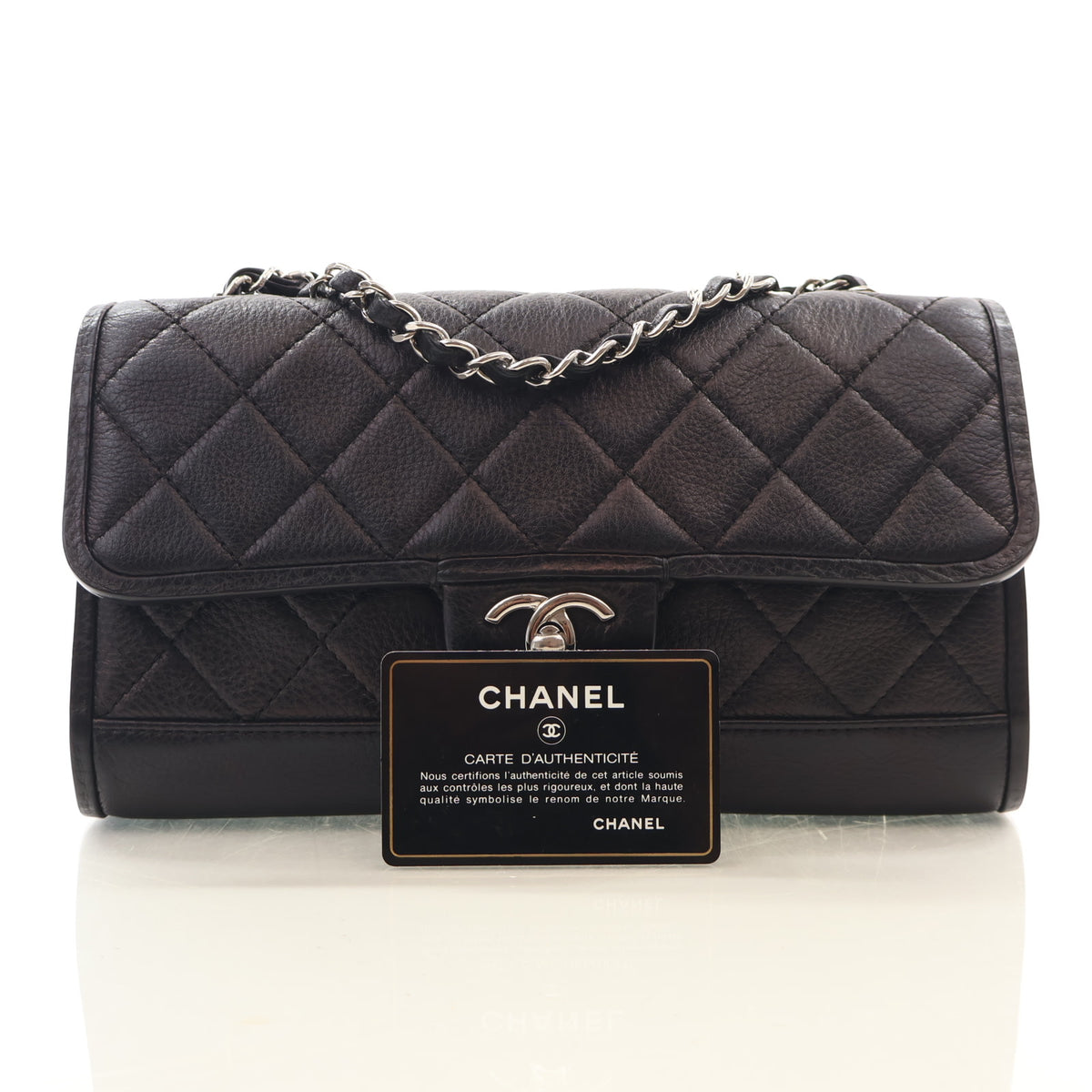 Pre-Owned Chanel Flap Bag Medium Aged Calfskin CC, front view, photo 14 of 14