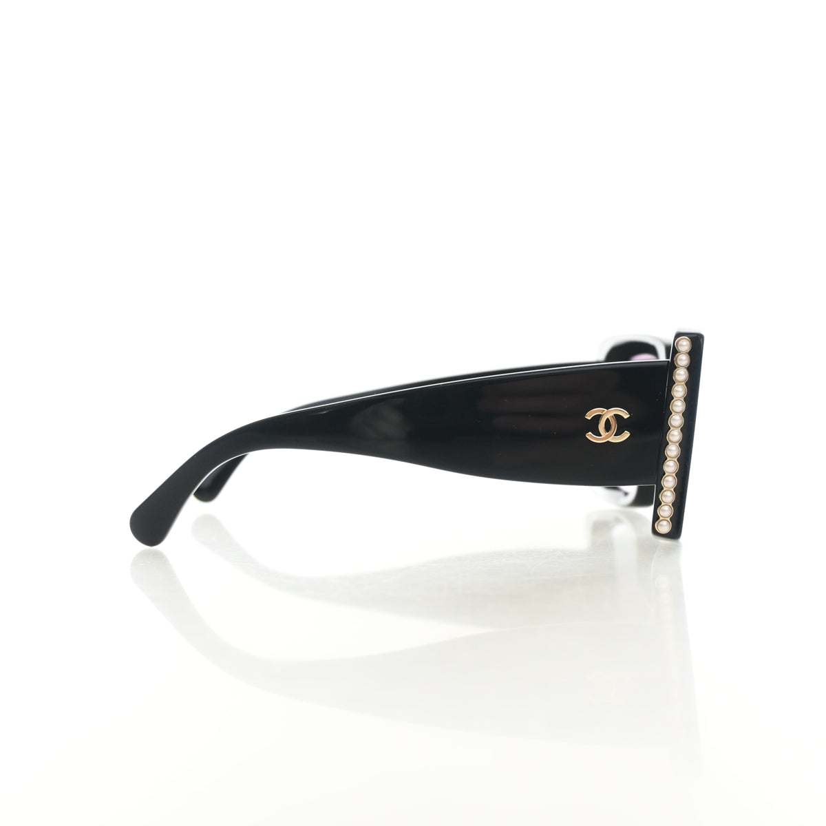 Pre-Owned Chanel Sunglasses Pearl CC, gold embossed logo detail, authenticated at Luxe Du Jour
