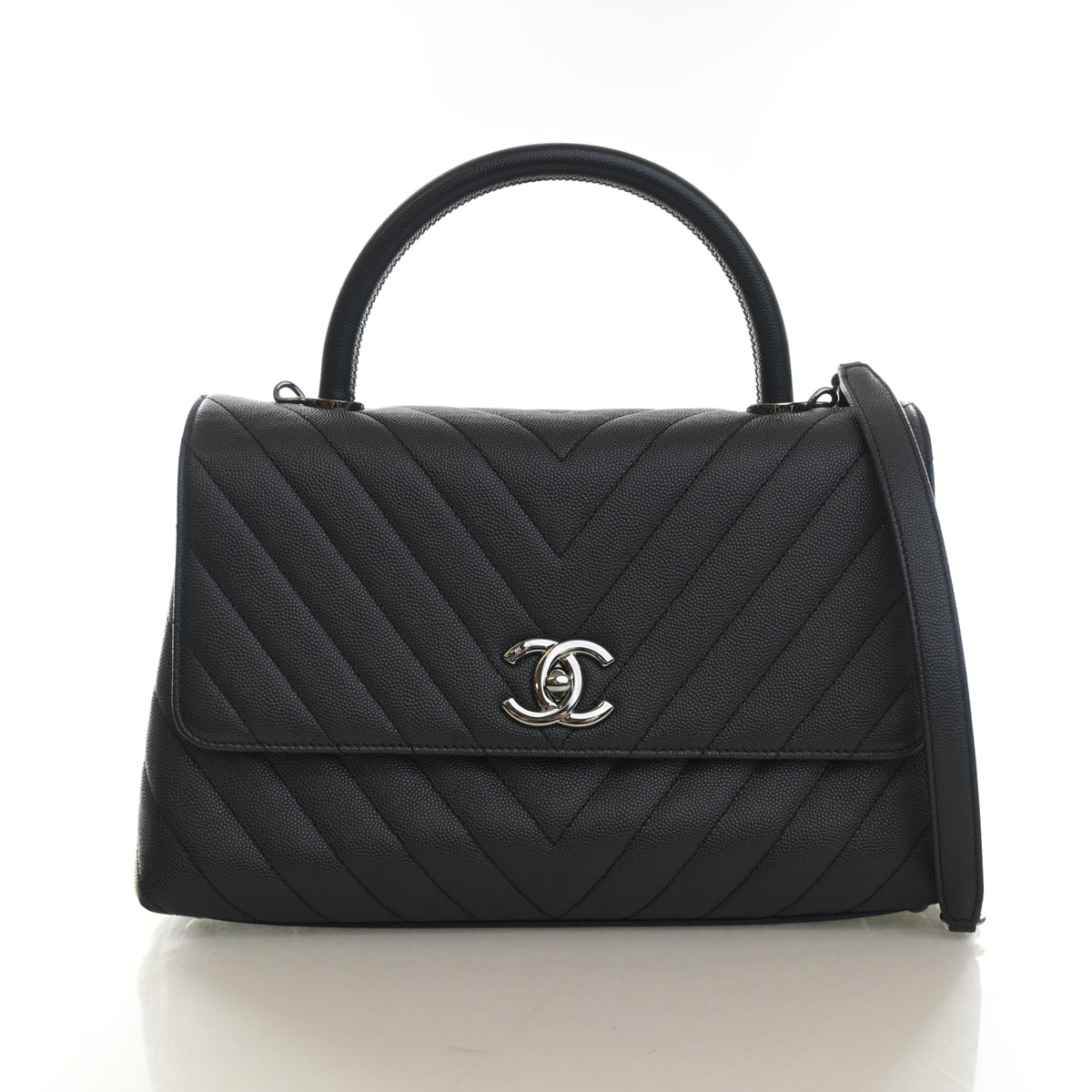 Pre-Owned Chanel Coco Handle Medium Caviar Leather Bag, front view