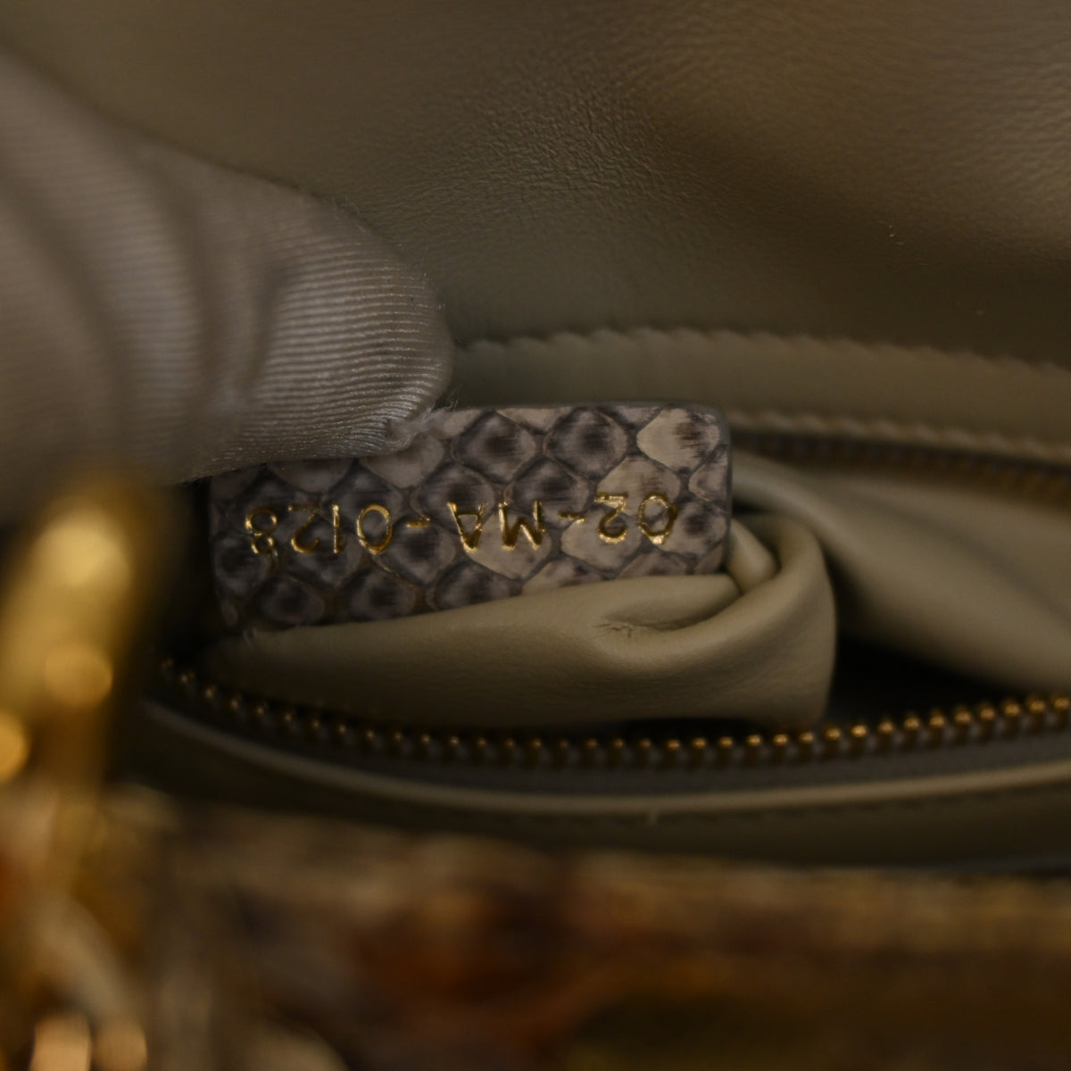 Pre-Owned Christian Dior Lady Dior Mini Python, gold embossed logo detail