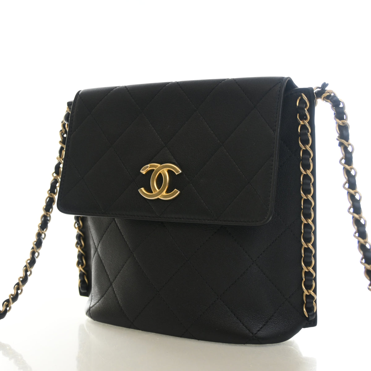 Pre-Owned Chanel Hobo Small Lambskin Chain Bag, front view, photo 3 of 18
