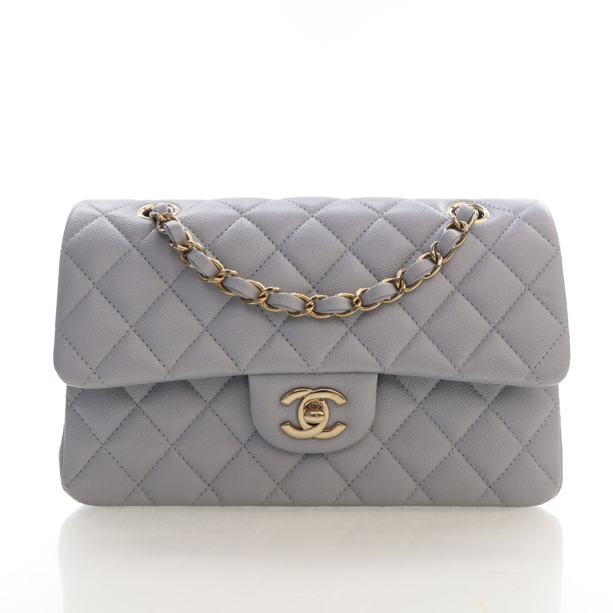 Pre-Owned Chanel Classic Double Flap Small Caviar Leather Bag, front view, photo 1 of 18