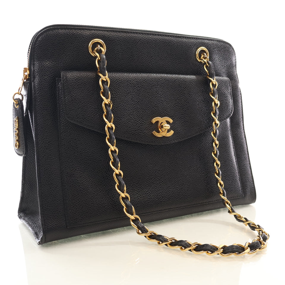 Chanel Vintage Medium Caviar Front Pocket Tote