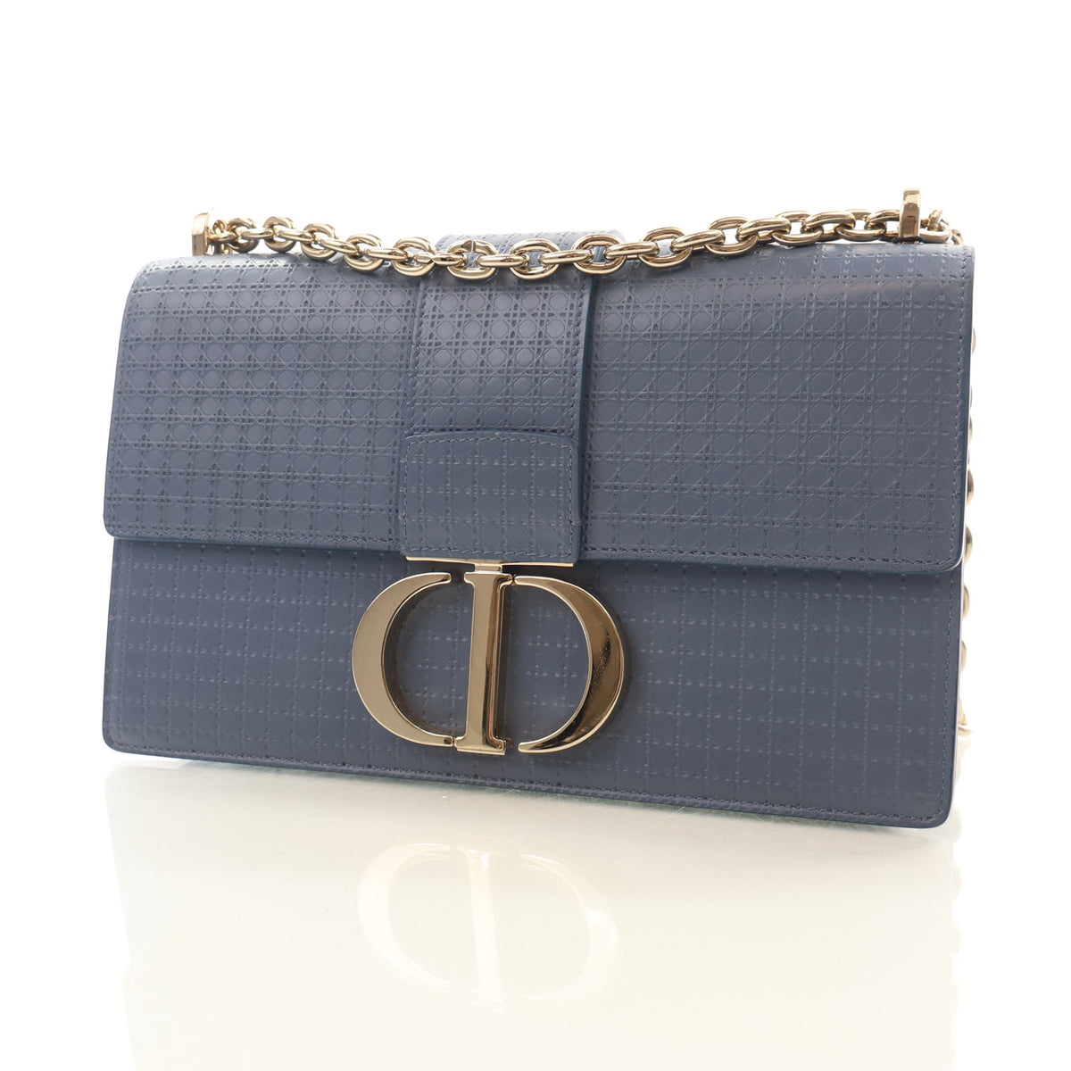 Pre-Owned Christian Dior 30 Calfskin Montgaine Flap Chain Bag, three-quarter view