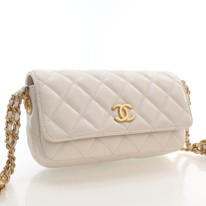 Chanel Small Caviar Twist Your Buttons Flap Clutch with Chain Bag
