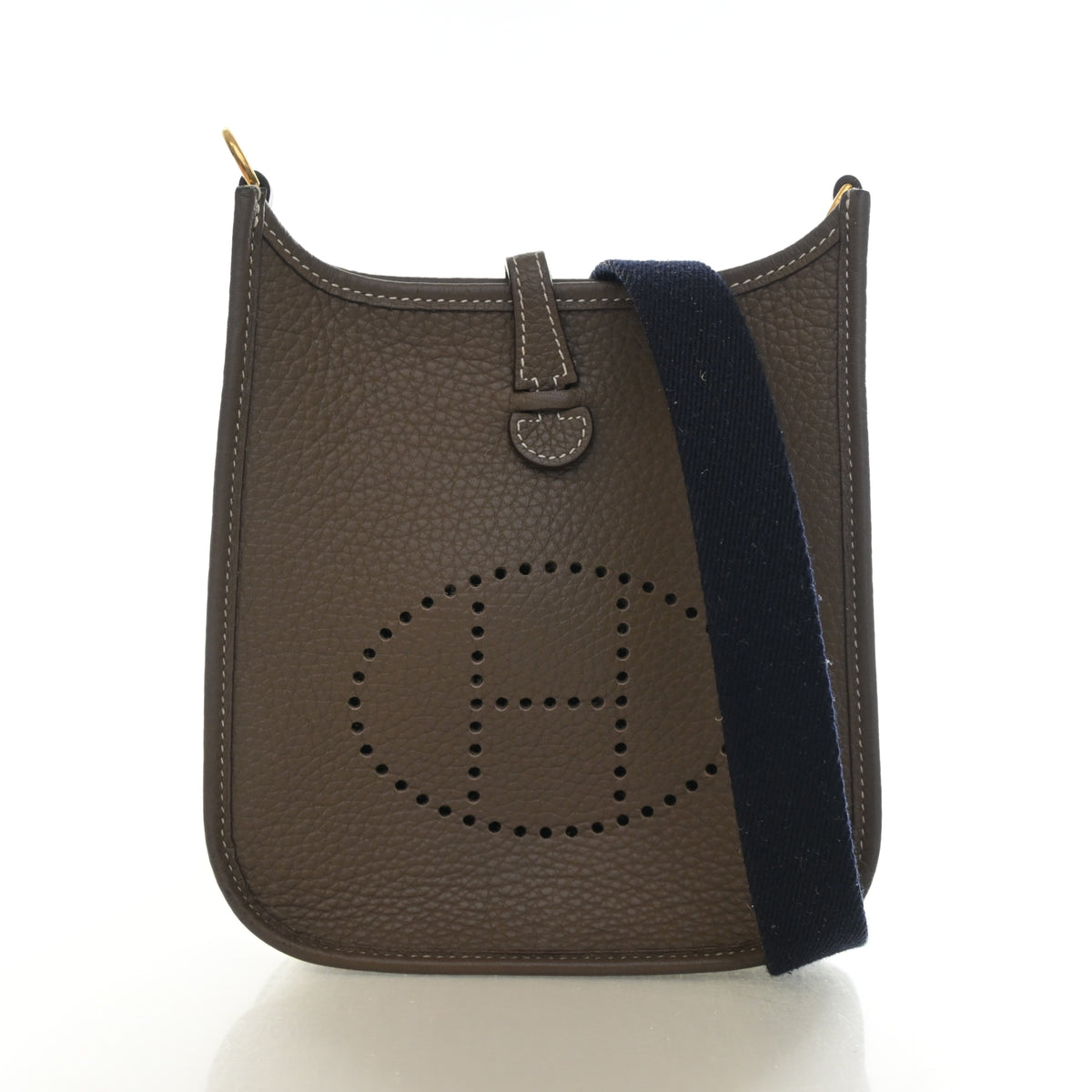 Pre-Owned Hermès Evelyne TPM Etoupe Clemence Leather 16, front view, photo 14 of 14