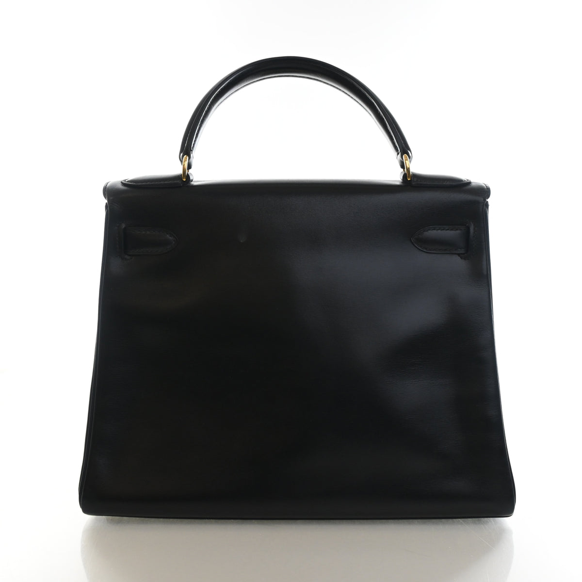 Vintage Hermès Kelly 28 Noir Box Calf, back view