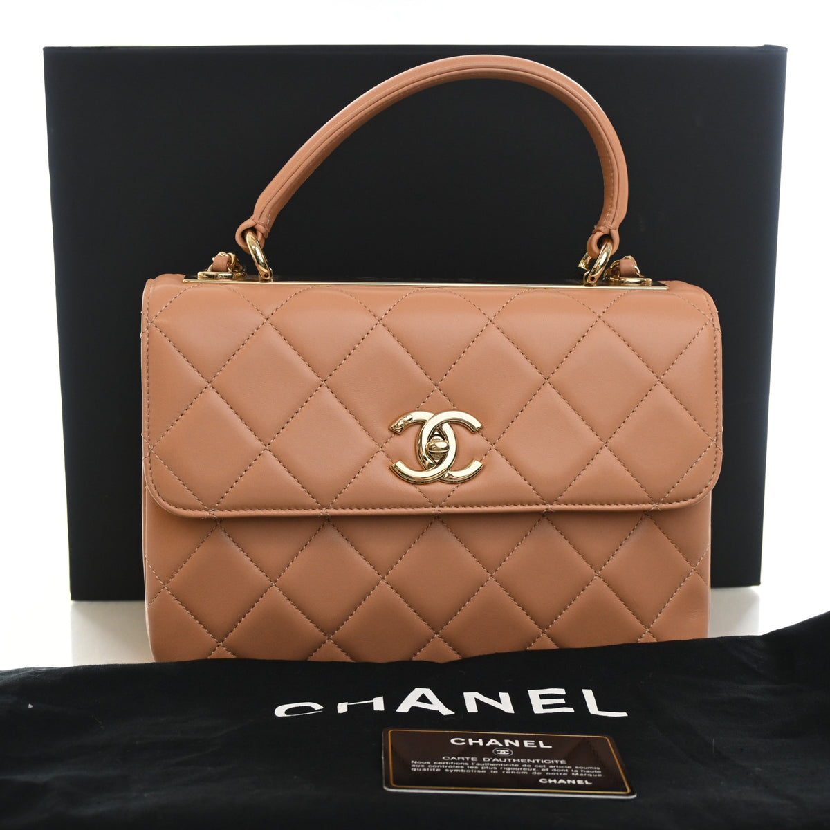 Pre-Owned Chanel Top Handle Small Lambskin Trendy CC Bag, front view, photo 15 of 15