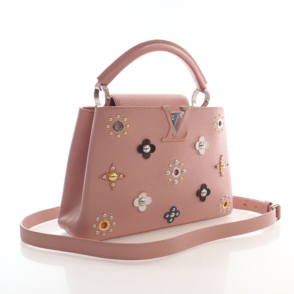 Pre-Owned Louis Vuitton Mechanical Flowers Taurillon Capucines BB, three-quarter view