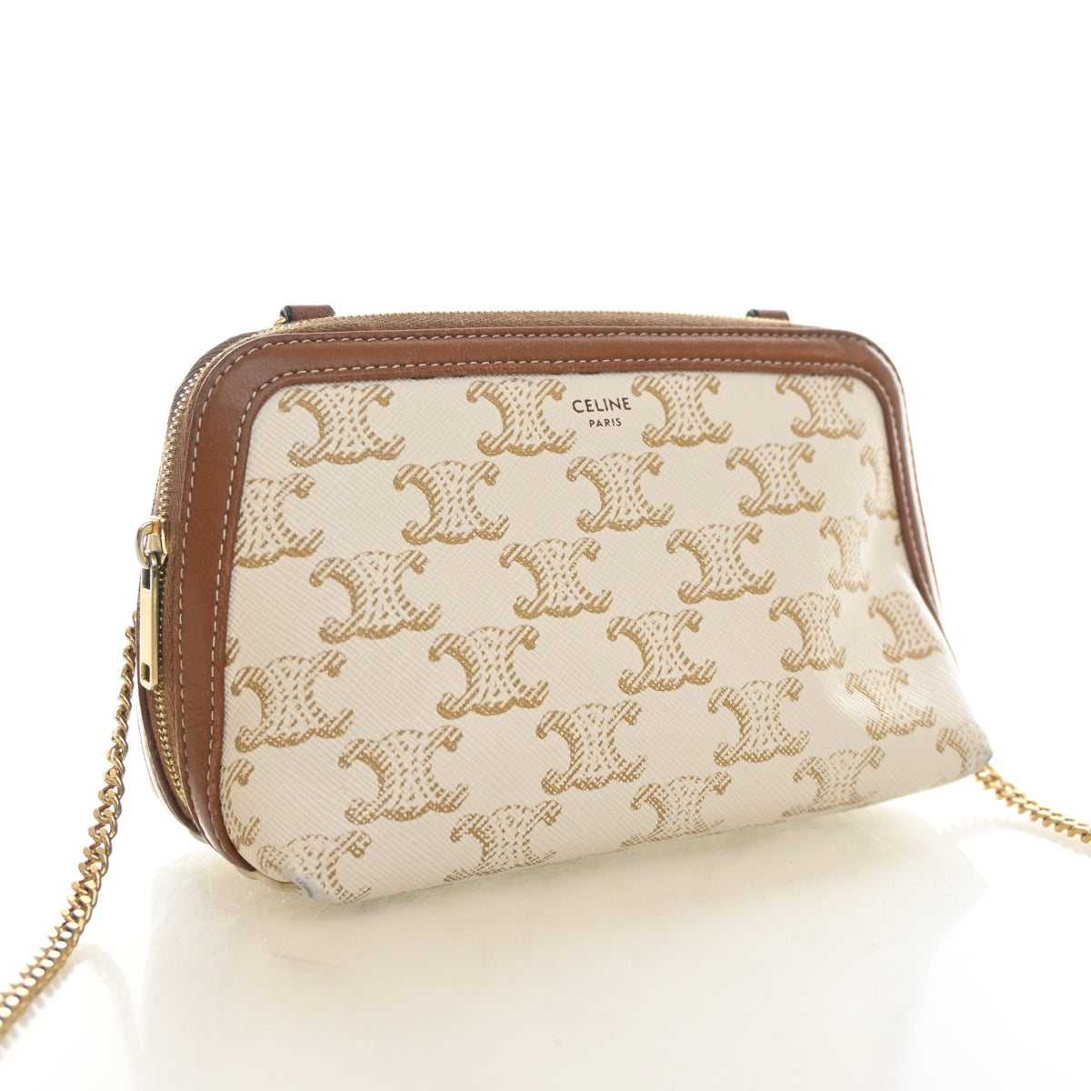 Celine Mini Triomphe Canvas Clutch On Chain, photo 2 of 19