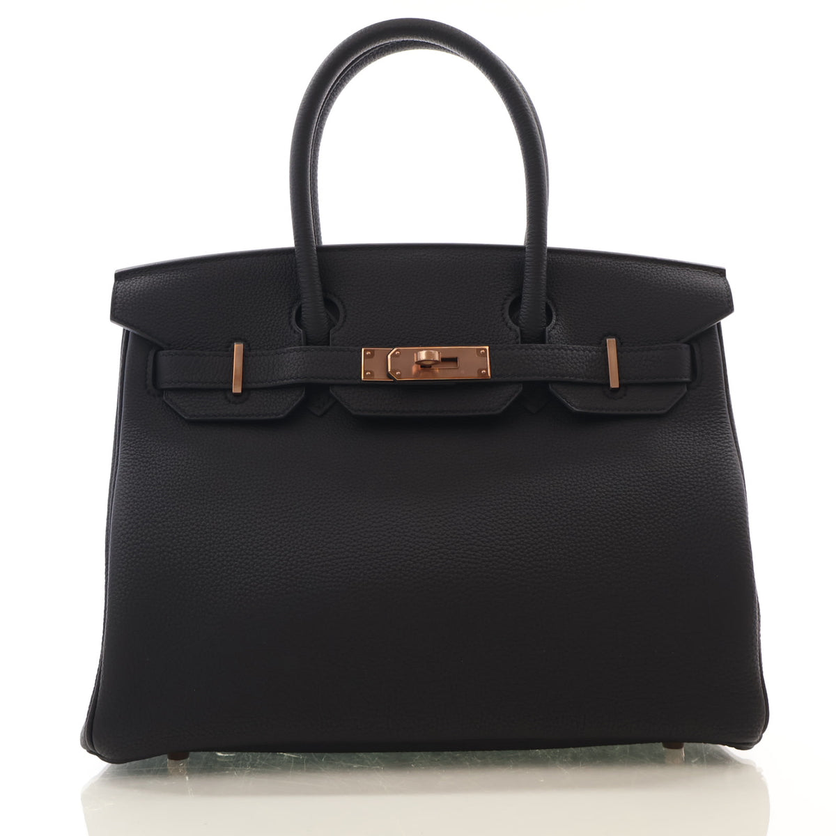 Pre-Owned Hermès Birkin 30 Noir Togo Leather, front view, authenticated at Luxe Du Jour