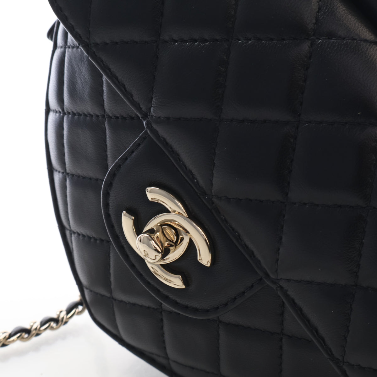 Pre-Owned Chanel Large Lambskin CC In Love Heart Bag, silver embossed logo detail