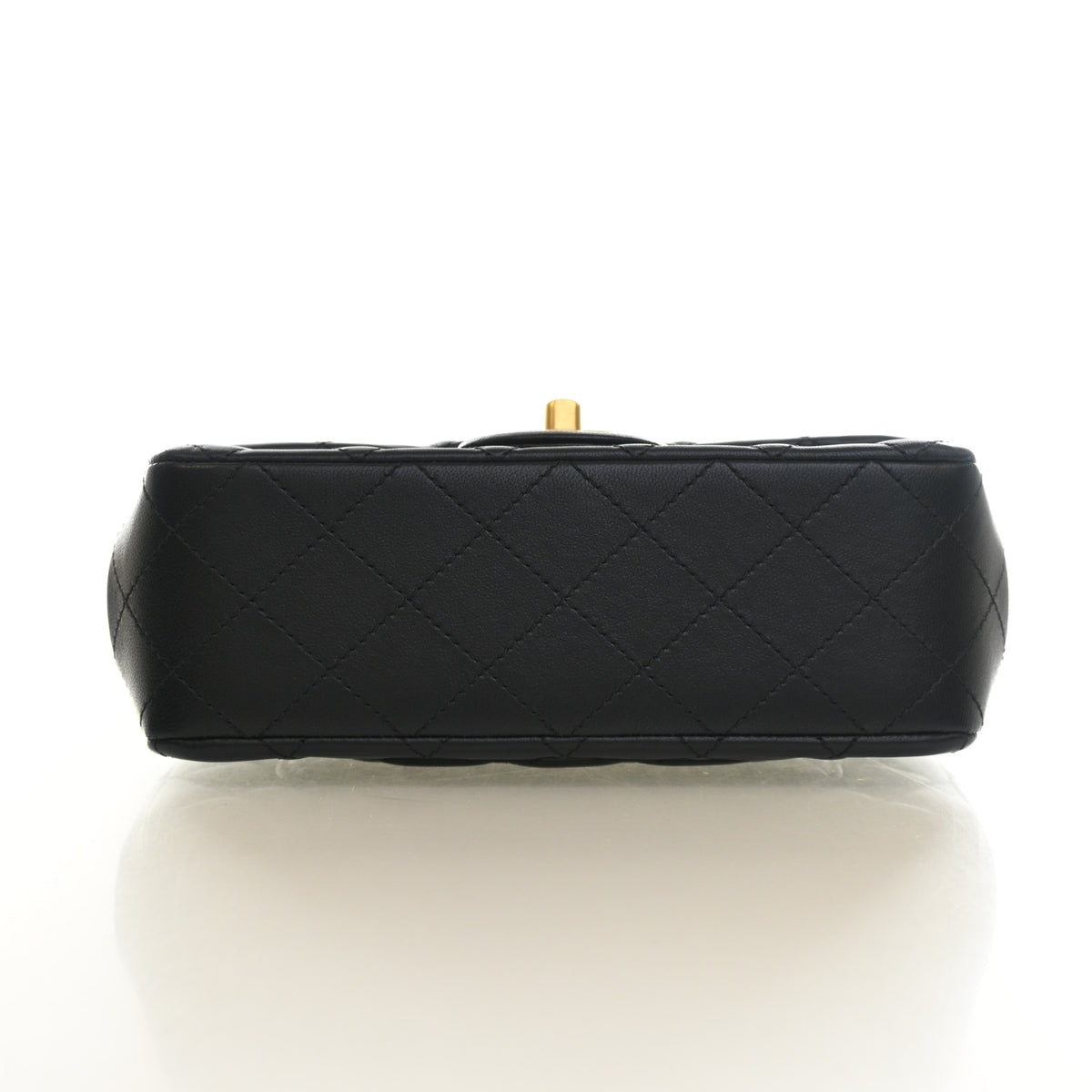 Pre-Owned Chanel Flap Bag Mini Lambskin Camellia Pearl Crush Rectangular, base and feet view, photo 9 of 17