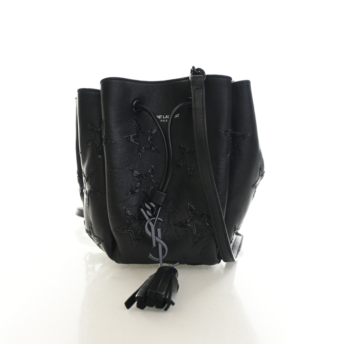 Pre-Owned Saint Laurent Bucket Bag Mini Calfskin Emmanuelle, front view, authenticated at Luxe Du Jour