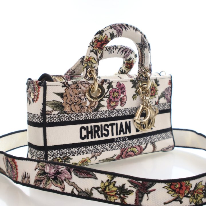 Pre-Owned Christian Dior Medium Embroidered Lady D-joy, three-quarter view, authenticated at Luxe Du Jour
