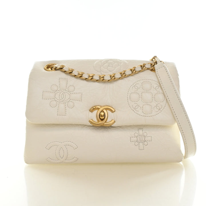 Chanel Crumpled Calfskin Embossed Flap Bag