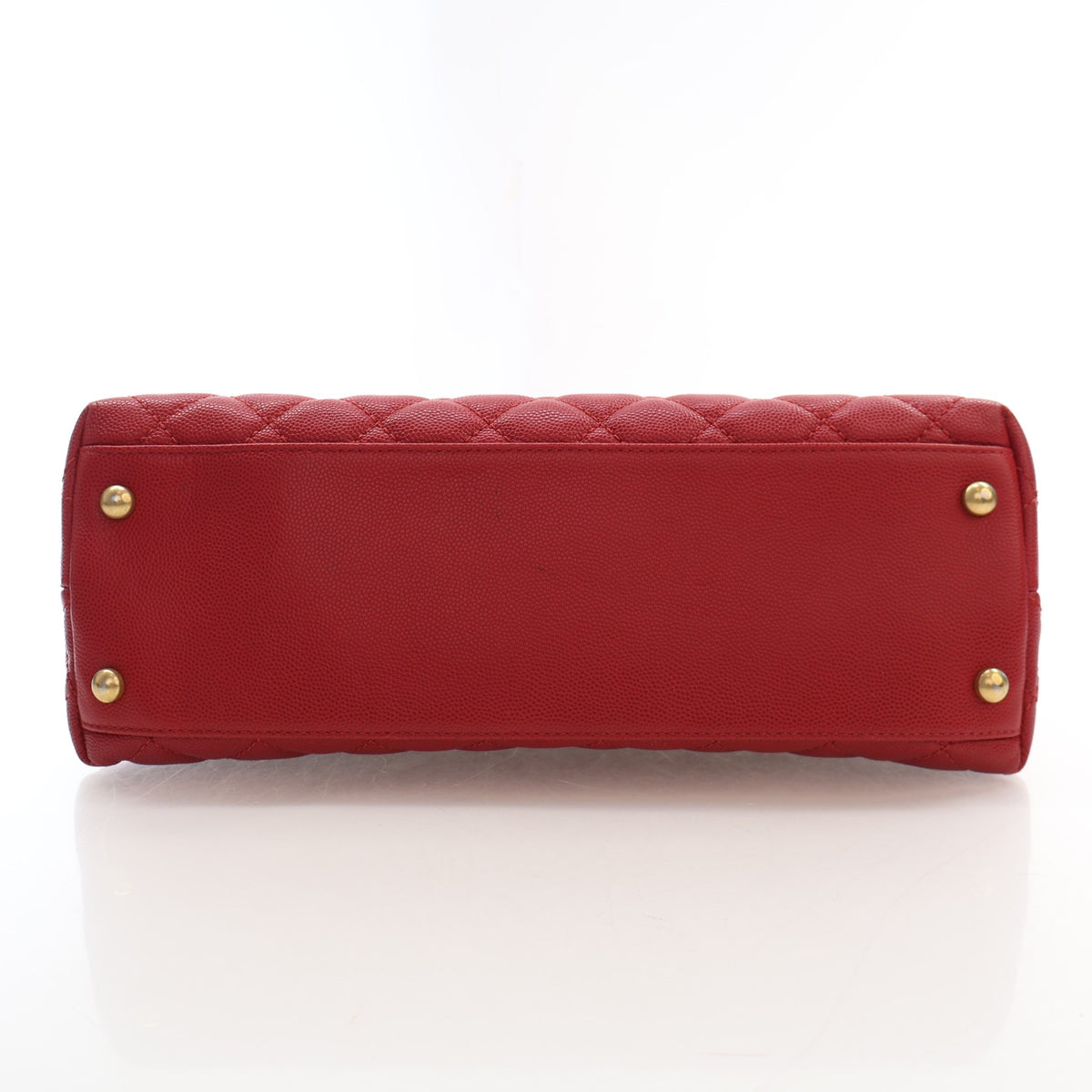 Pre-Owned Chanel Top Handle Medium Caviar Leather Flap Bag, base and feet view, photo 9 of 17