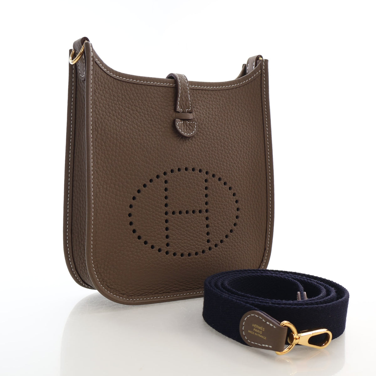Pre-Owned Hermès Evelyne TPM Etoupe Clemence Leather 16, front view, photo 2 of 16