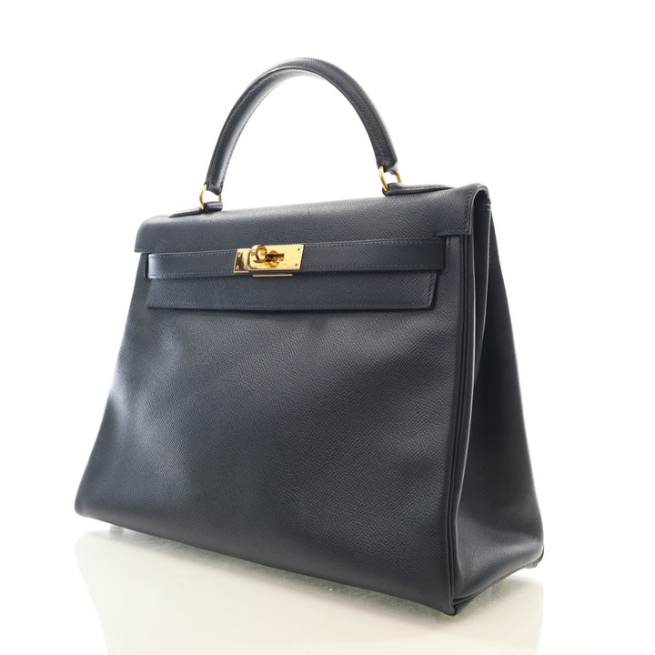 Hermes Vintage Bleu Marine Courchevel Kelly 32