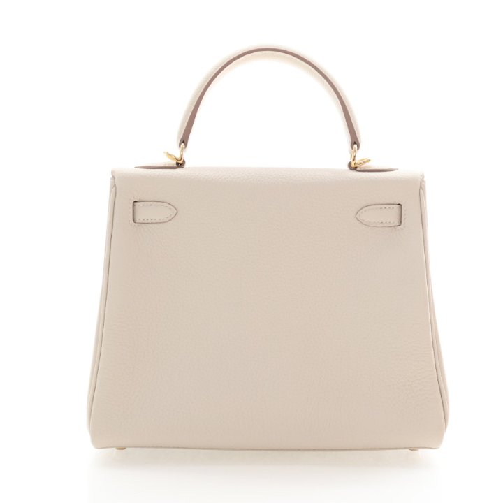 Pre-Owned Hermès Kelly 25 Craie Togo Leather, back view
