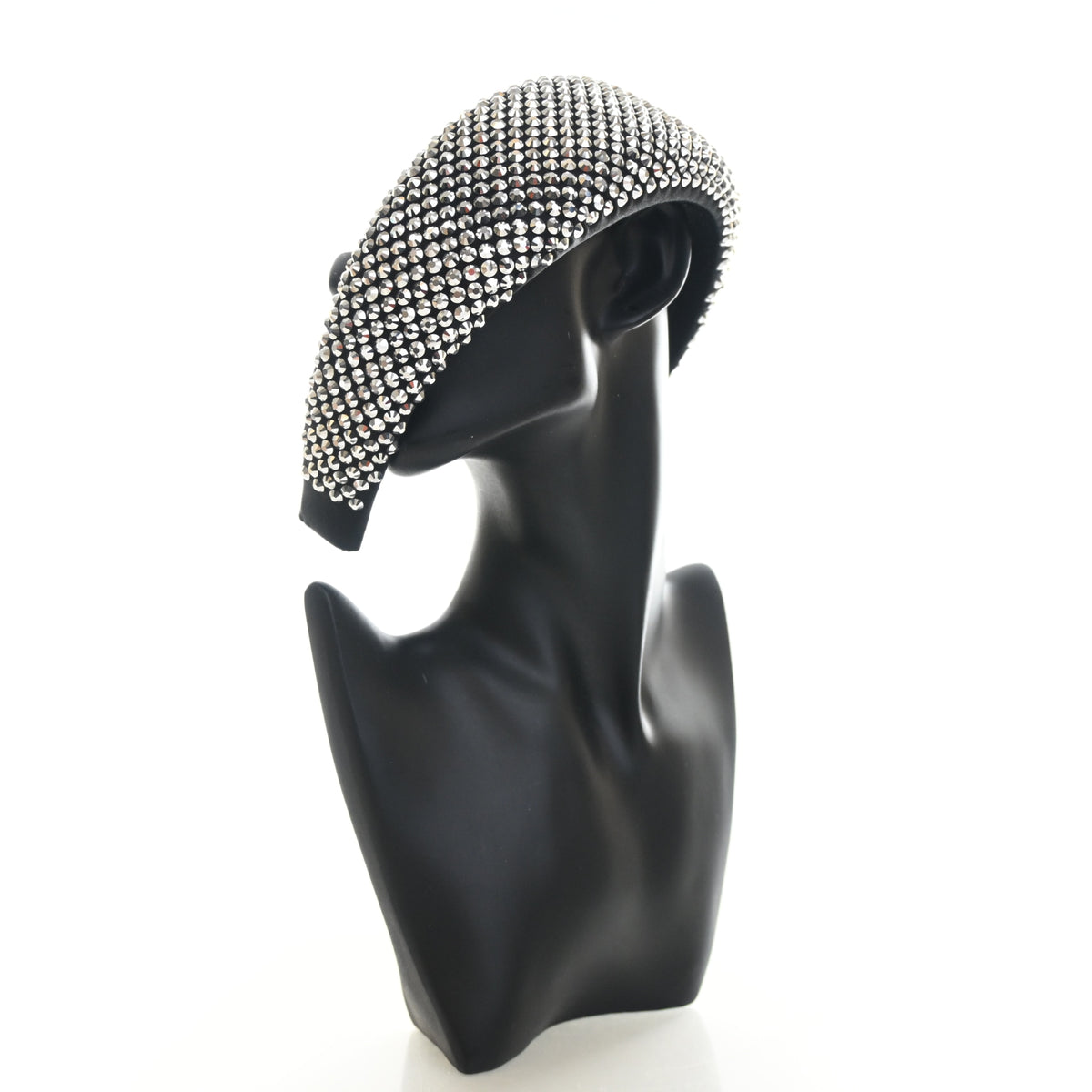 Pre-Owned Prada Crystal Wide Padded Headband, worn on model