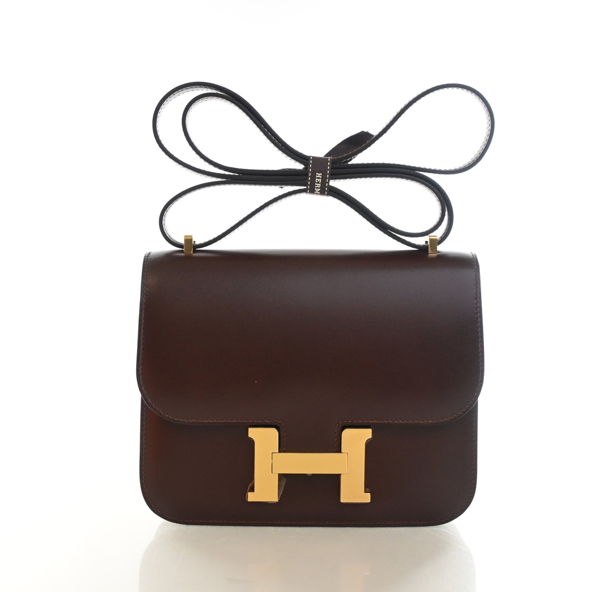 Pre-Owned Hermès Constance 18 Box Calf, front view, authenticated at Luxe Du Jour
