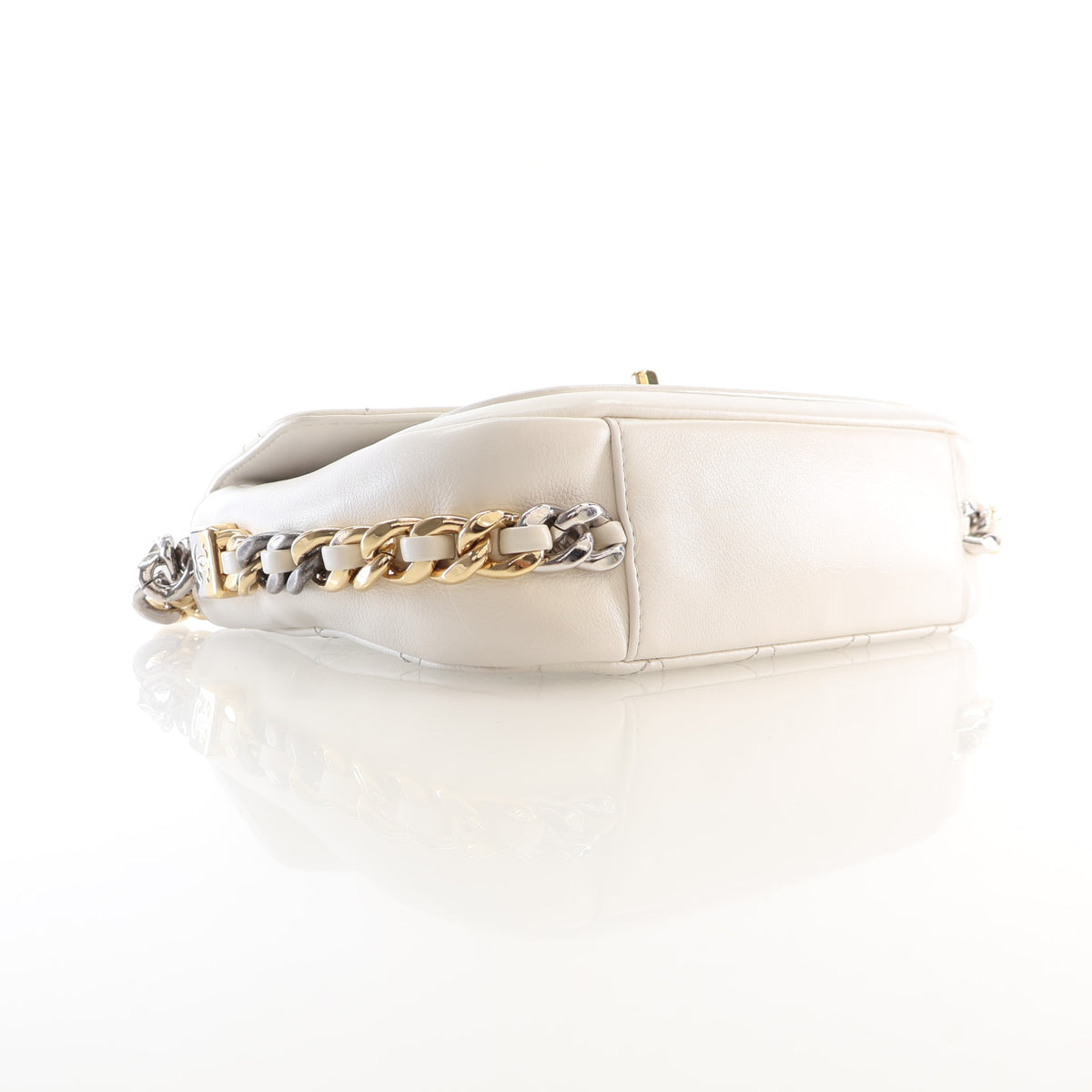 Pre-Owned Chanel Flap Bag Calfskin CC, side view