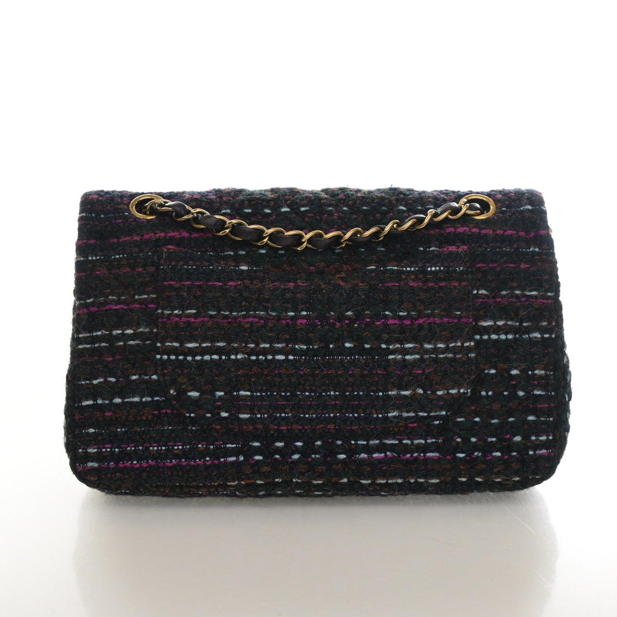 Pre-Owned Chanel Classic Double Flap Medium Tweed Bag, front view, photo 11 of 13