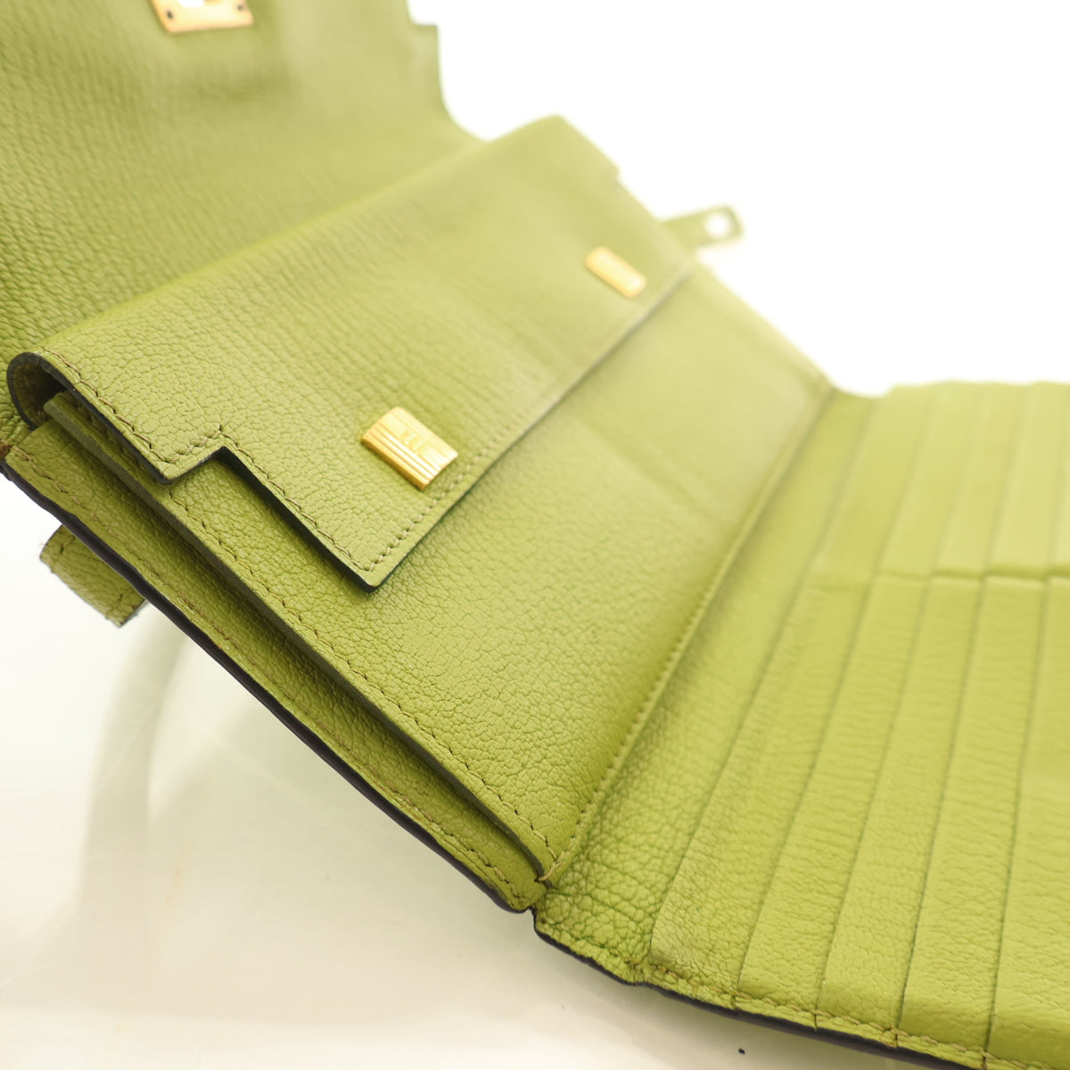 Hermes Vintage Vert Anis Chevre Mysore Kelly Long Wallet, photo 14 of 18