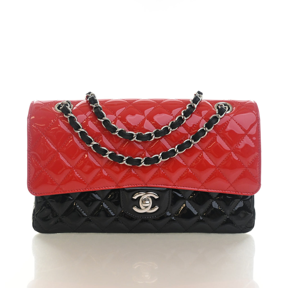 Pre-Owned Chanel Classic Double Flap Medium Patent Leather Bag, front view