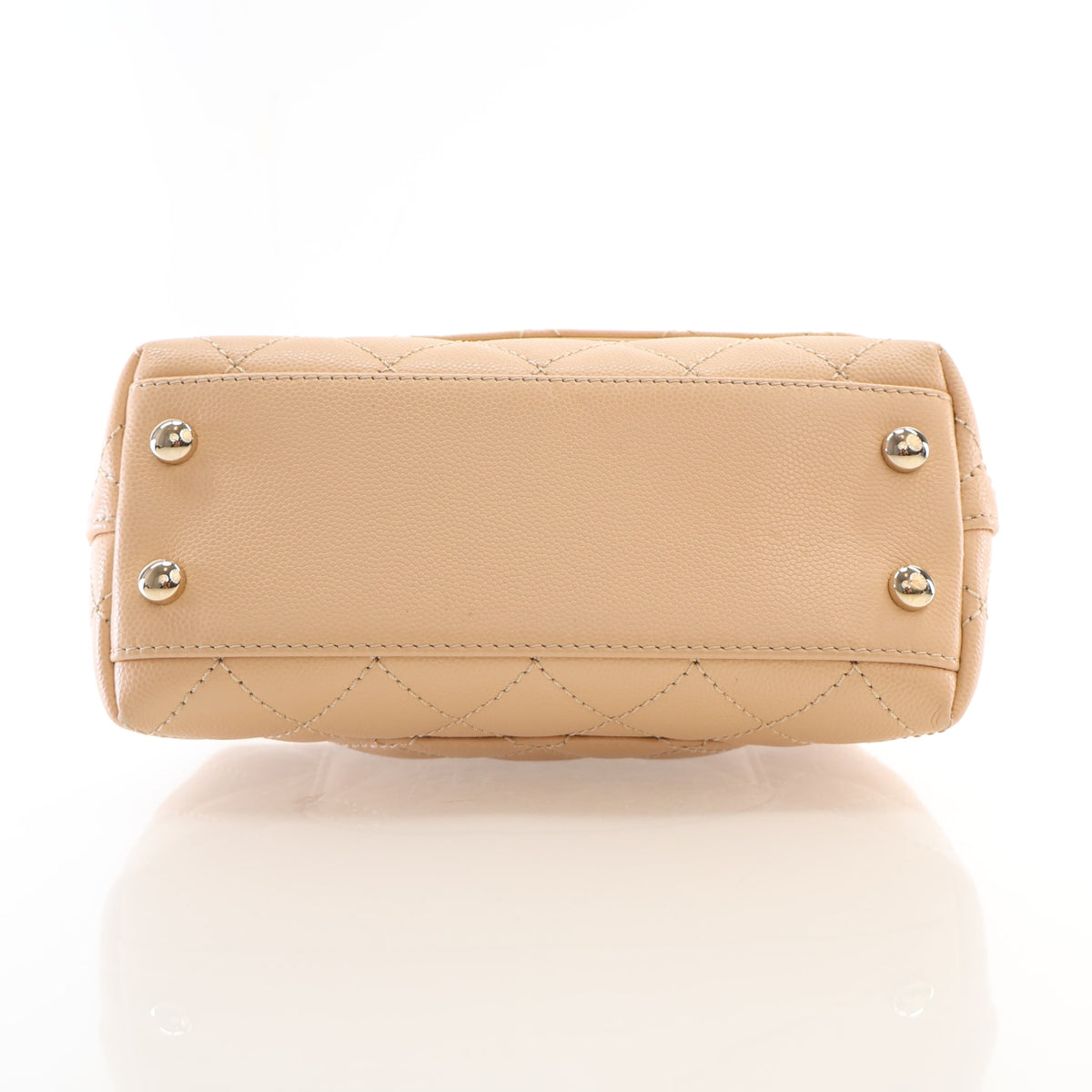 Pre-Owned Chanel Coco Handle Mini Caviar Leather Bag, base and feet view, photo 9 of 19