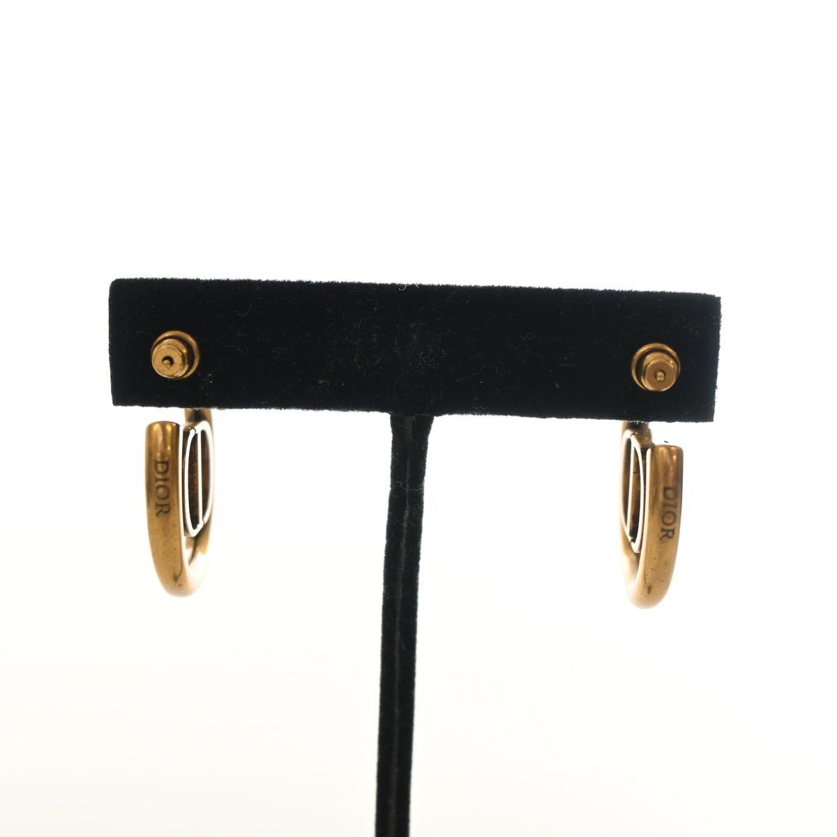 Pre-Owned Christian Dior 30 Montaigne Hoop Earrings, gold hardware close-up, photo 7 of 7