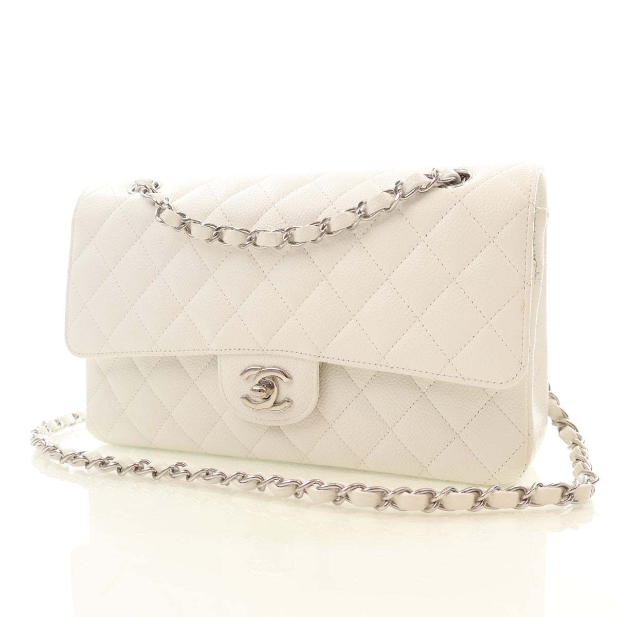 Pre-Owned Chanel Classic Double Flap Medium Caviar Leather Bag, front view, photo 3 of 18