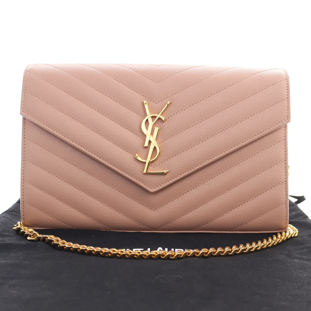 Pre-Owned Saint Laurent Chain Wallet Calfskin Cassandre Envelope, front view, photo 19 of 19
