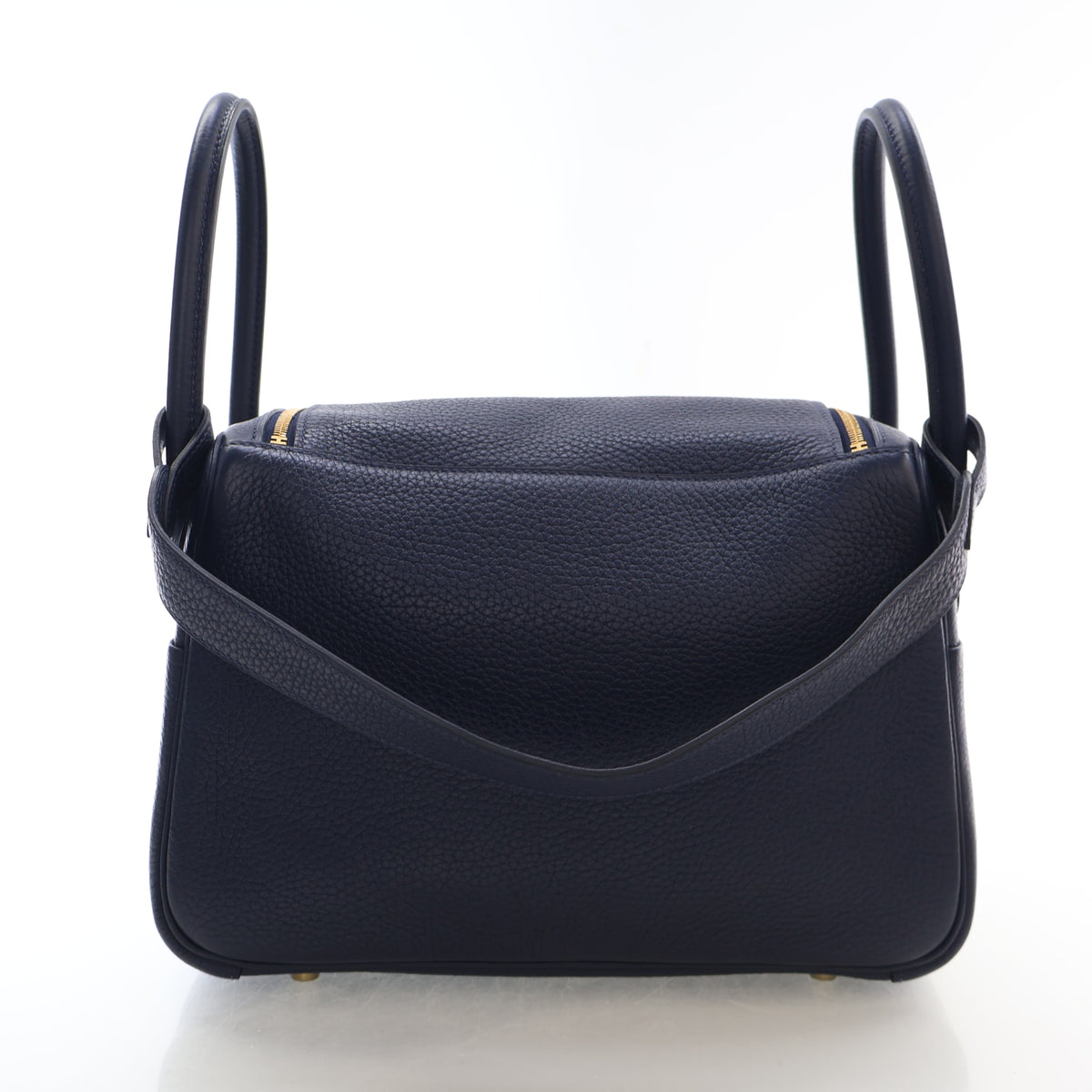Pre-Owned Hermès Lindy 30 Bleu Nuit Clemence Leather, back view